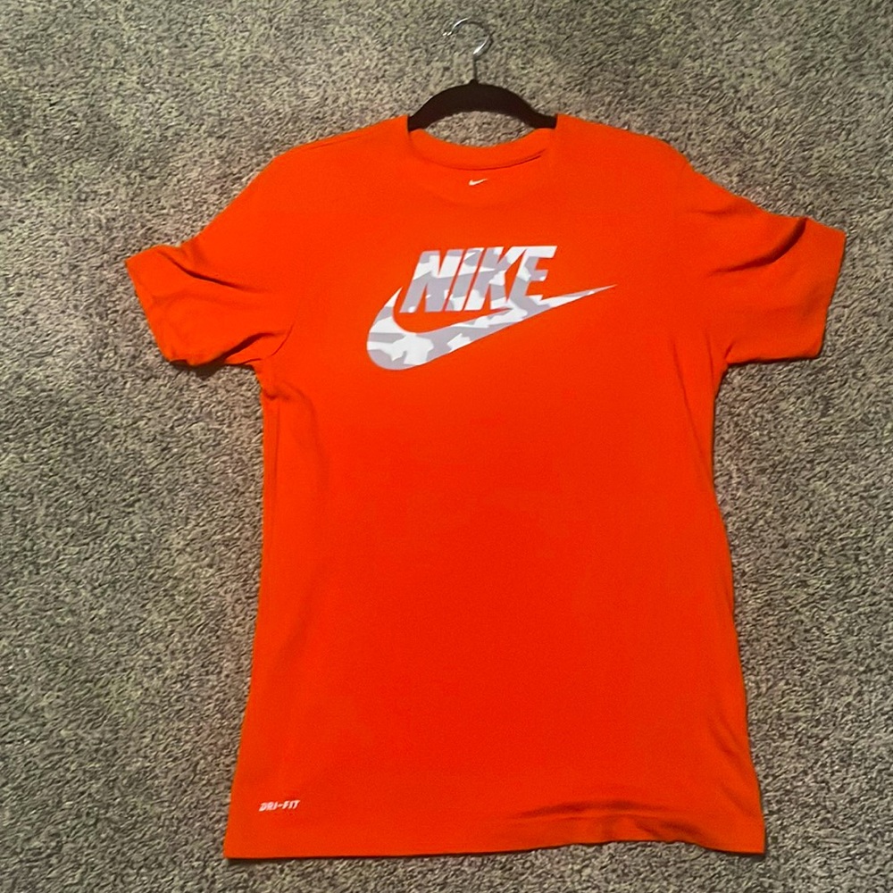 Nike shirt, orange/white/grey, size small, good condition